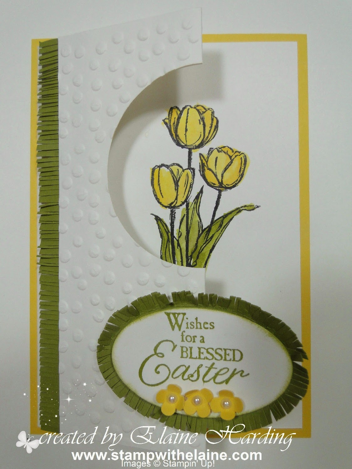 Easter card with fringed accents and cut out