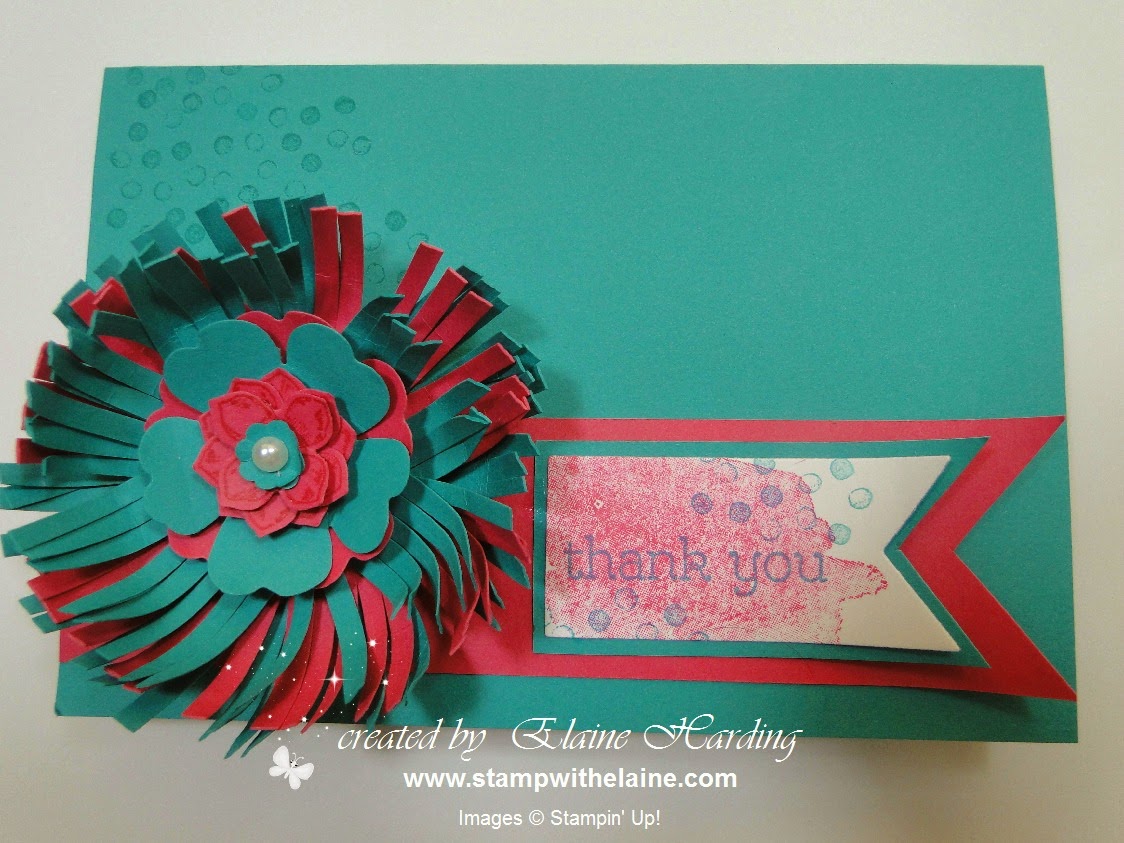 Thank you card with fringed floral elements