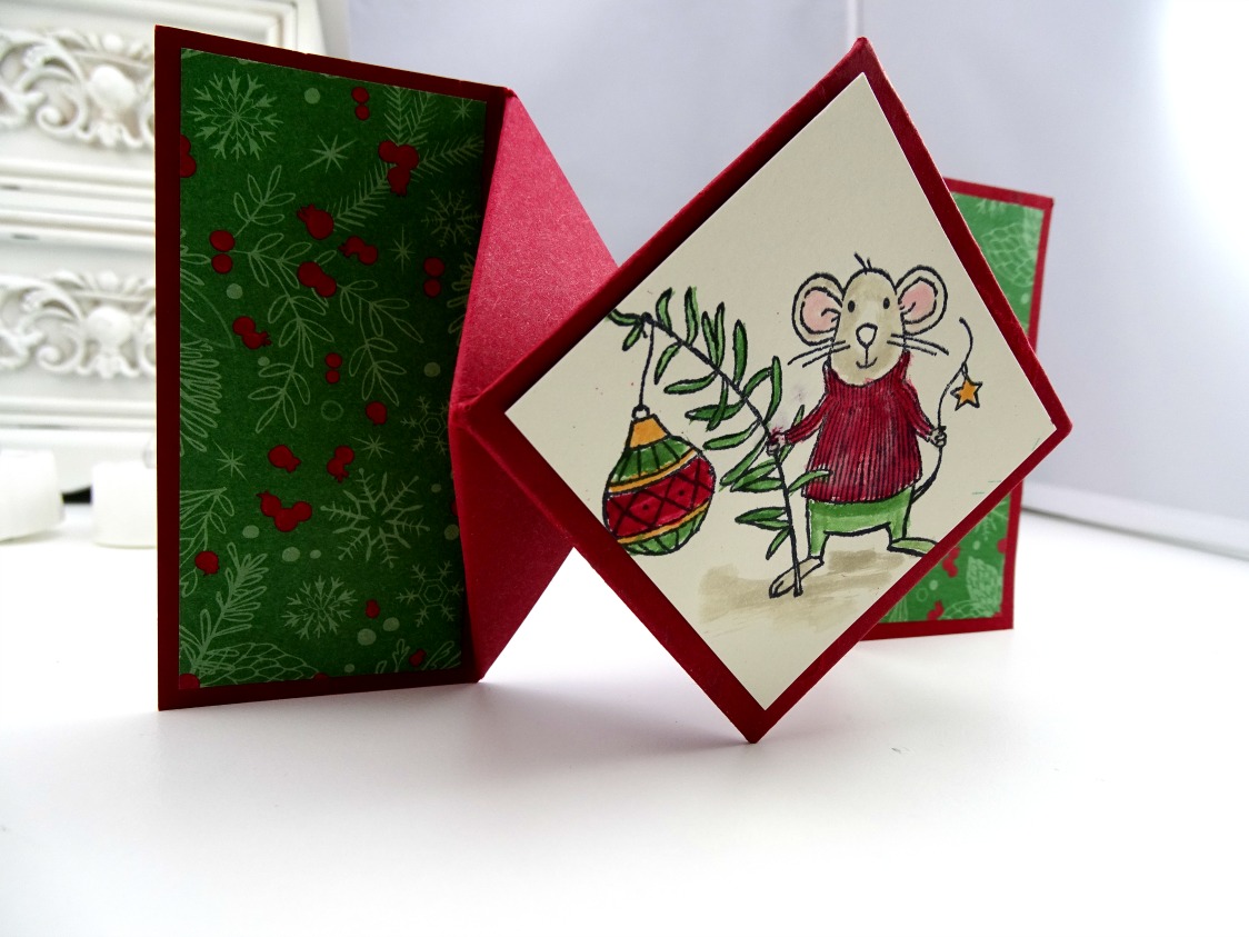 fun fold card with merry mice