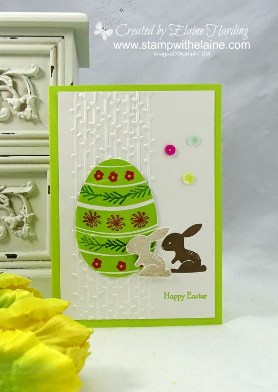 Embossed easter card coloured card with easter bunnies