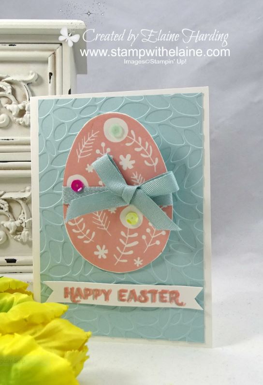 Easter Embossed background Large pink egg card