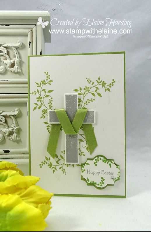 Easter cross draped ribbon floral background card