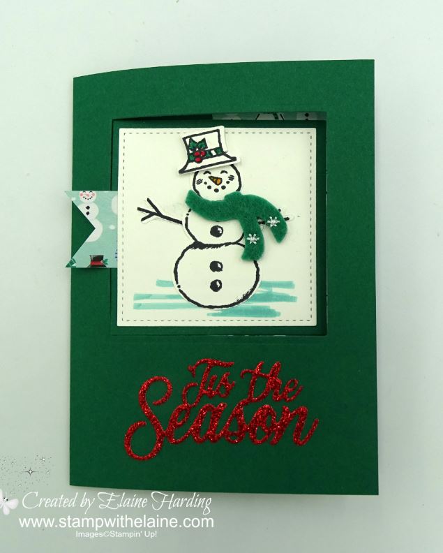 shaded spruce fun fold snowman card