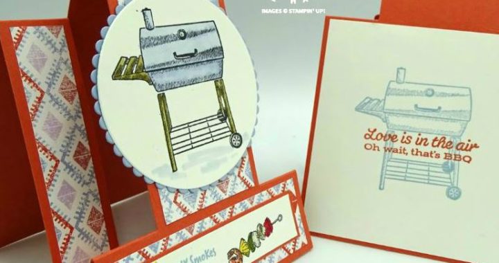 Centre step card Stampin Up Outdoor Barbecue