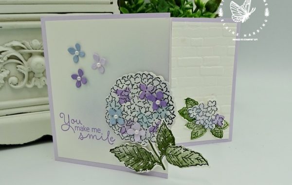 Blended shortened card front with Hydrangea Haven Bundle