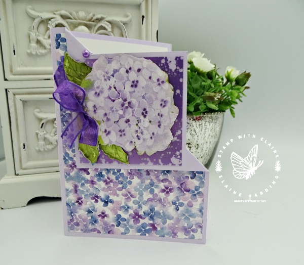 Fancy corner fold card with Hydrangea Haven Bundle
