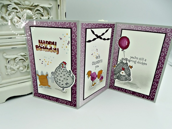 trifold birthday card with the Hey Birthday Chick bundle