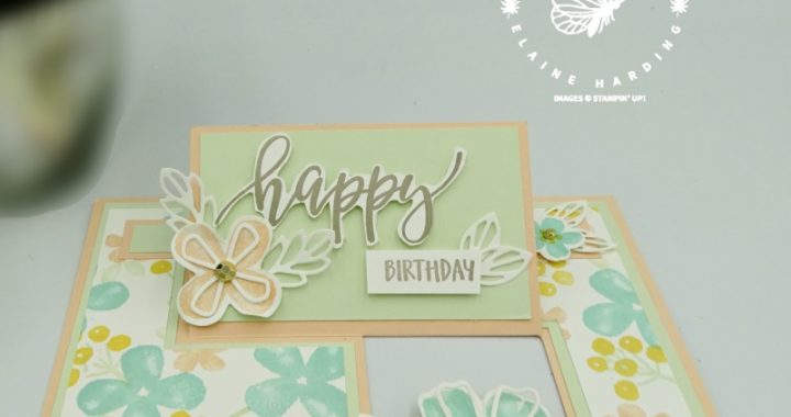 floral birthday card with an impossible fancy fold using Pretty Perennials