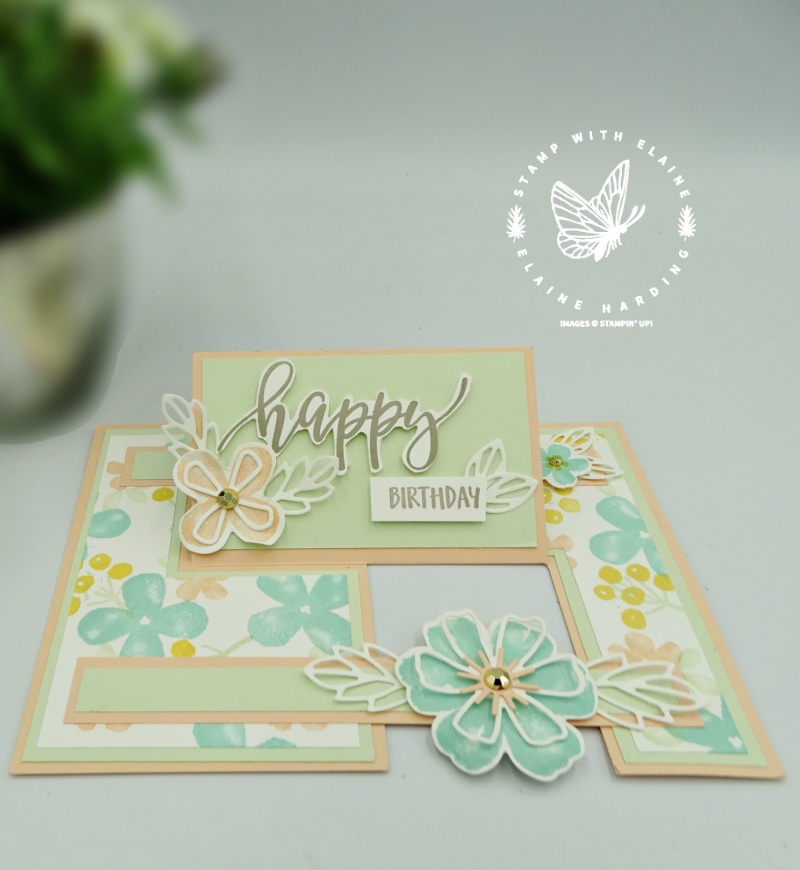 Floral birthday card with impossible fold 