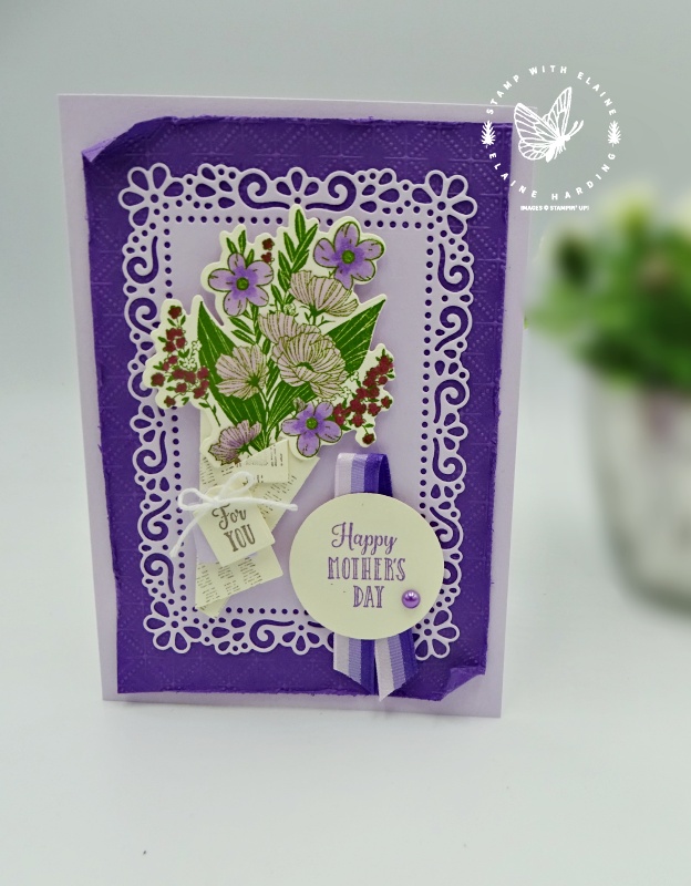 Mother's Day card with wrapped bouquet