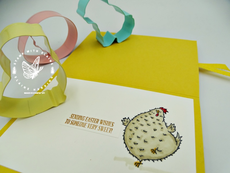 Inside of Interactive Easter card with pull and flip mechanism