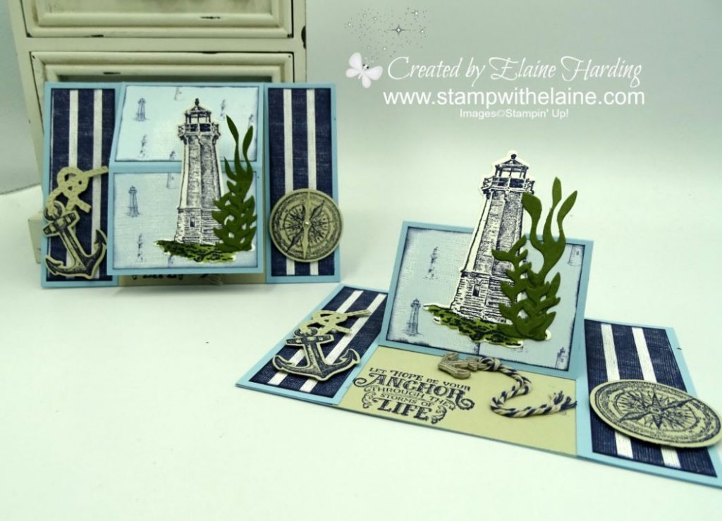 Centre fold easel card with nautical theme