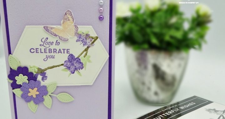 embossed clean and simple card with die cut flowers and butterfly