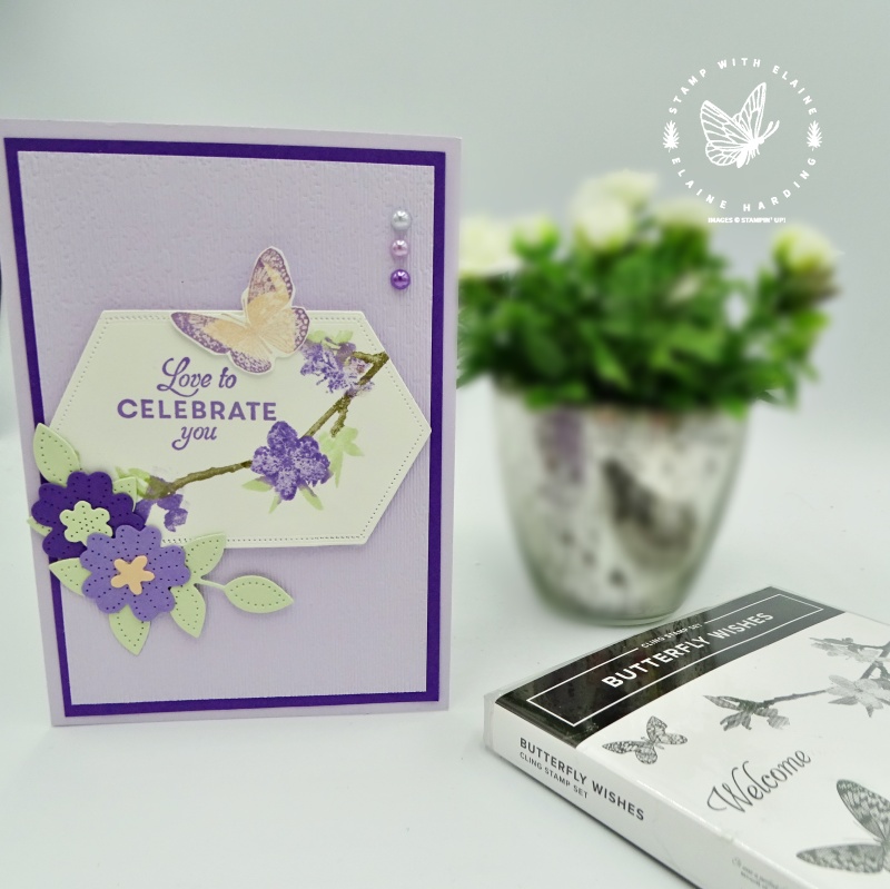 embossed card with die cut flowers and butterfly