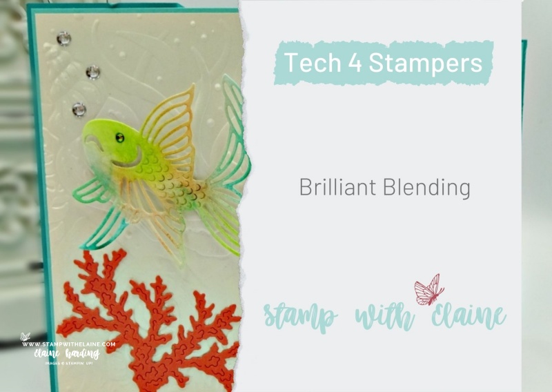 blended technique on fancy fold card for Tech 4 Stampers blog hop