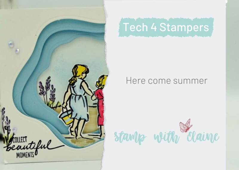 here comes summer diorama card for tech 4 stampers