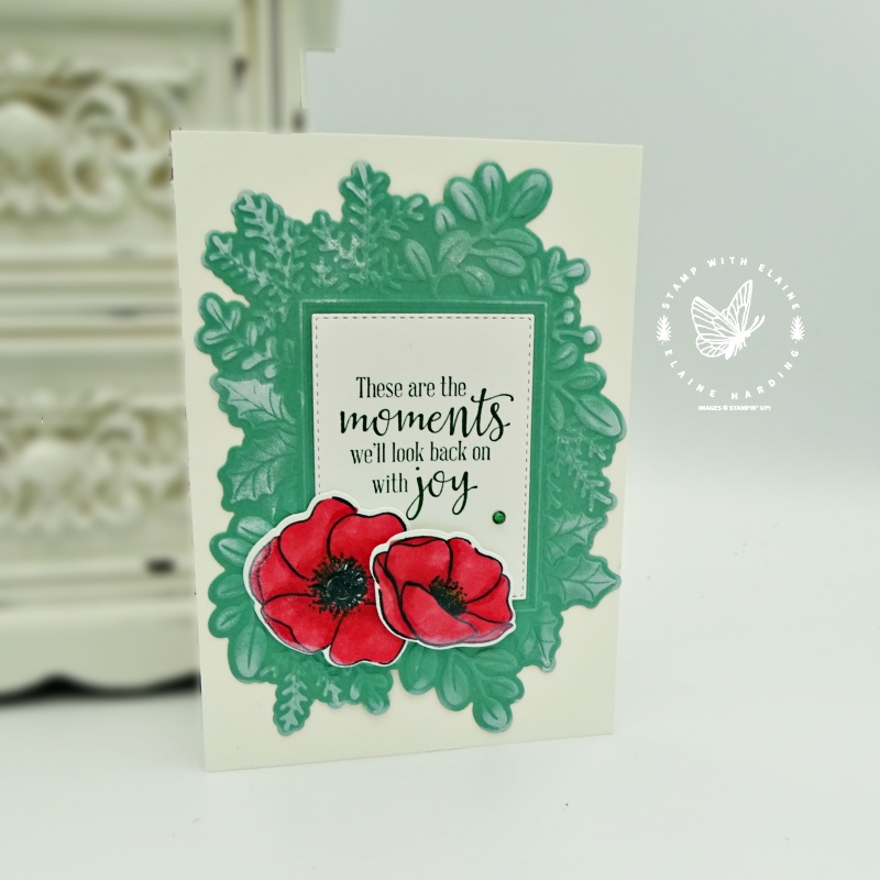 floral card with poppies and merriest frames hybrid embossing folder