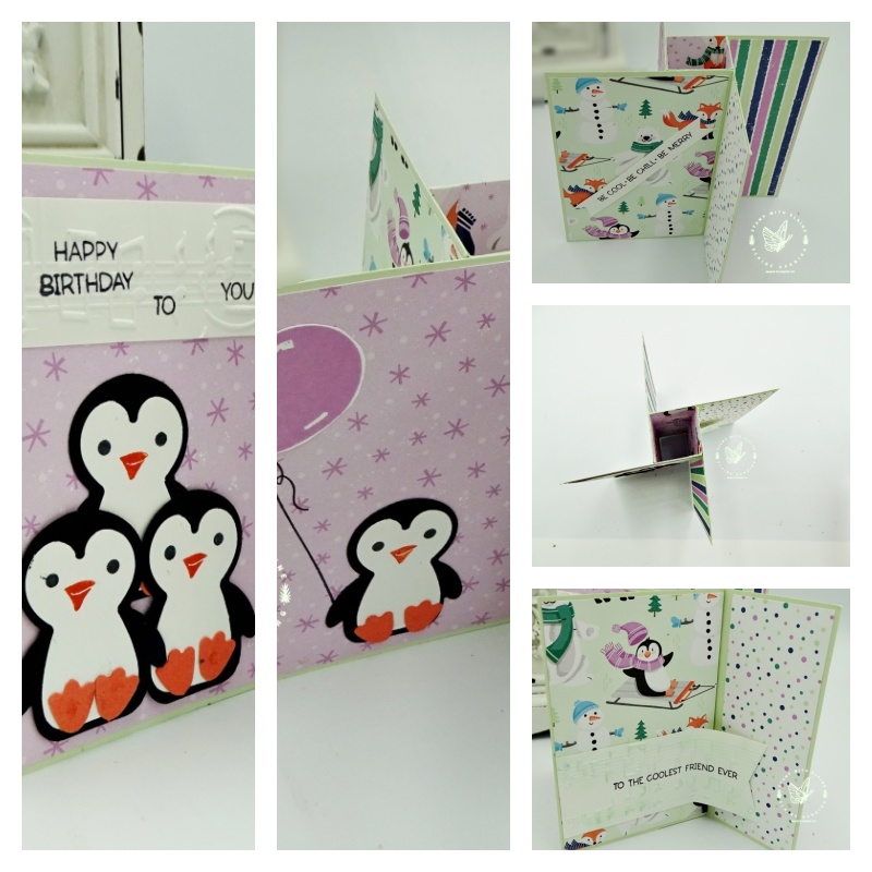 collage tower pinwheel card with Penguin Place bundle