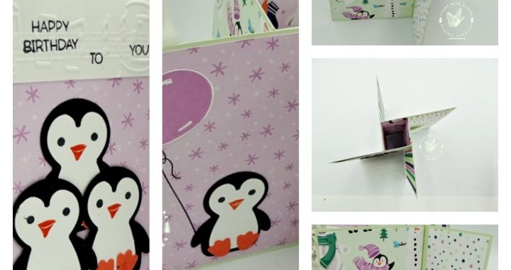pinwheel card collage with Penguin Place