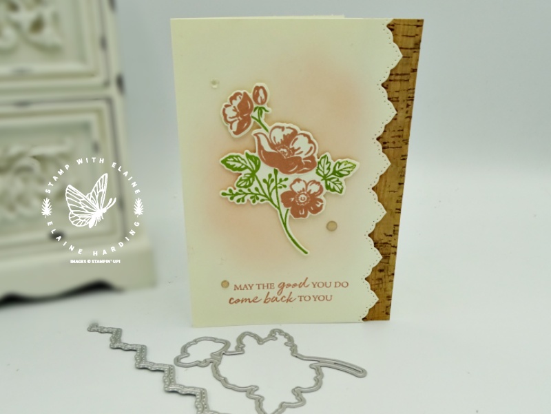 floral card with pretty border and cork edge with shaded summer