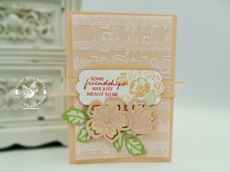 vellum embossed card with floral accents from Summer Shadow dies