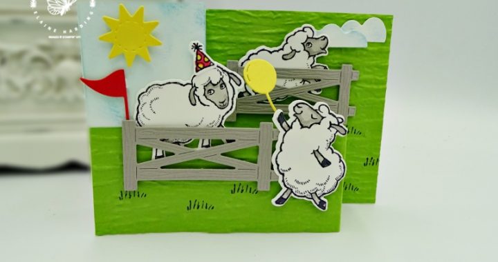 fancy fold card with counting sheep