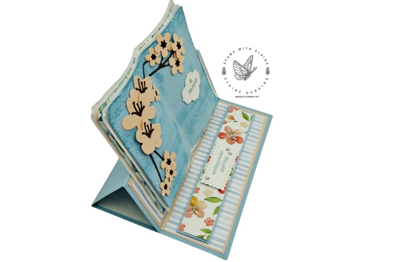 side view of open book easel card with Forever Blossoms