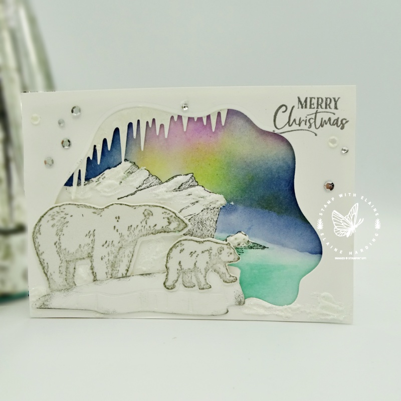 Northern lights diorama card with Arctic Bears bundle