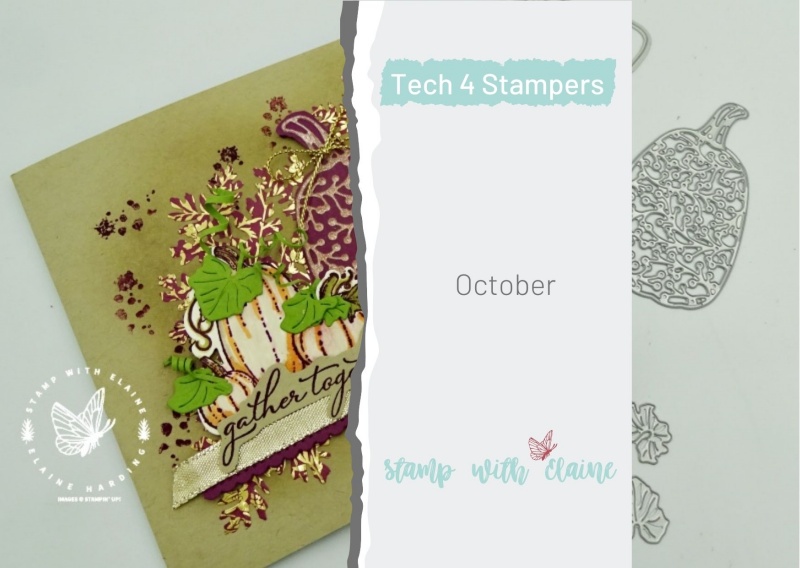 autumnal card with Pretty Pumpkins bundle for Tech 4 Stampers blog hop