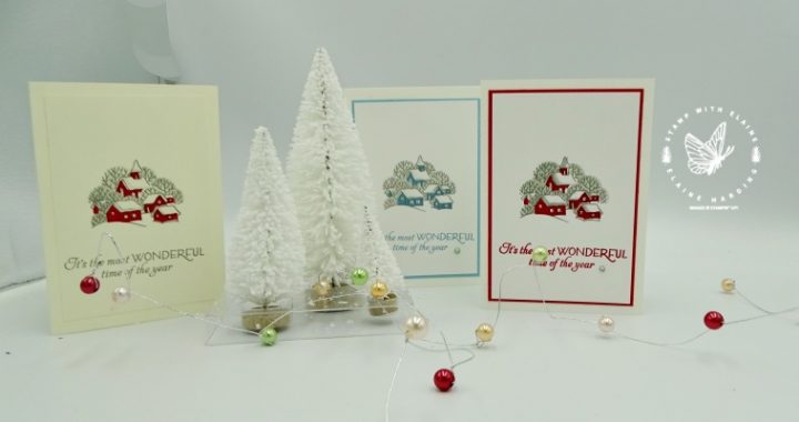 quick easy christmas notecards with Classic Cloche bundle