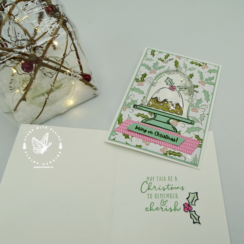 inside Christmas shaker card with Sweets & Treats