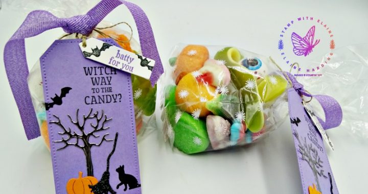 Halloween gift tag for bag of sweets with Frightfully Cute
