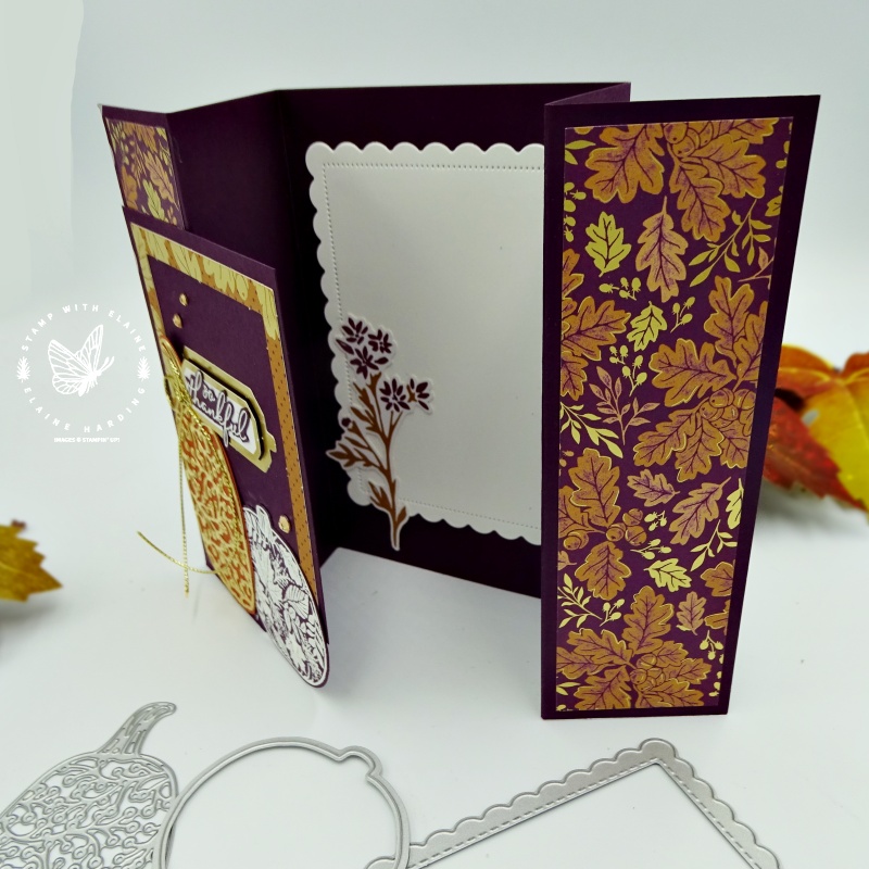 inside gatefold card with Pretty Pumpkins bundle