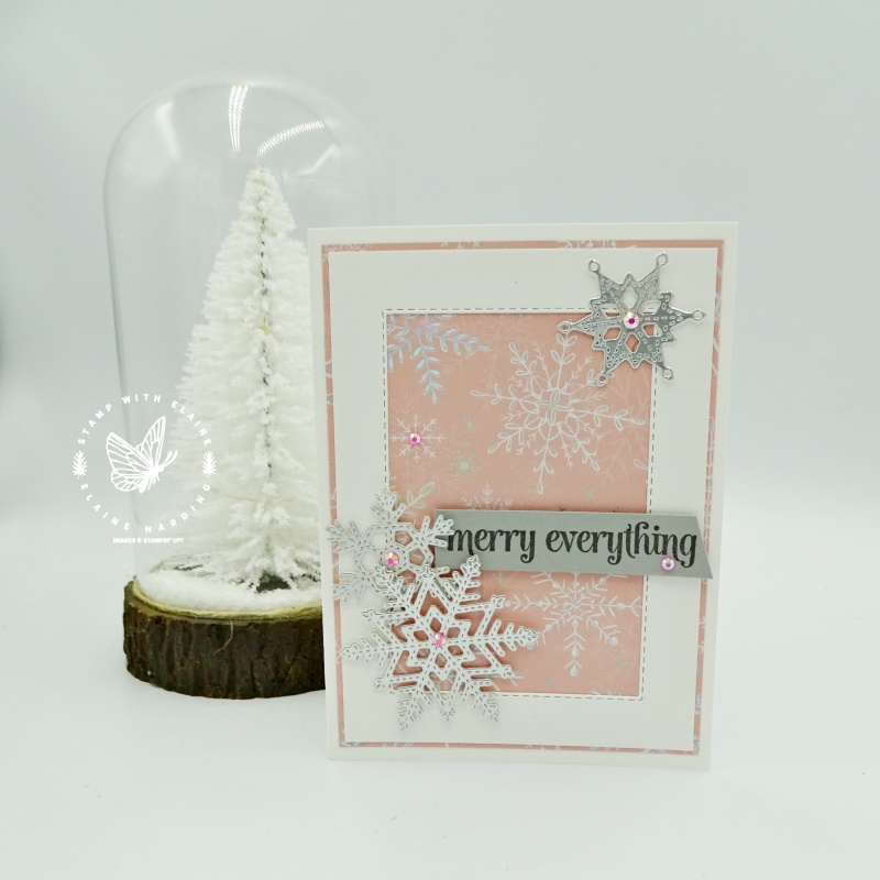 clean and simple christmas card with Merry Snowflakes