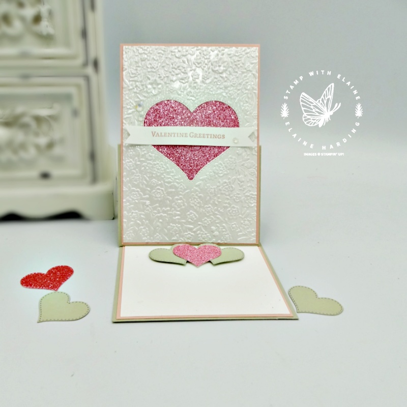 easel valentines card with Bouquet  of love hybrid embossing folder