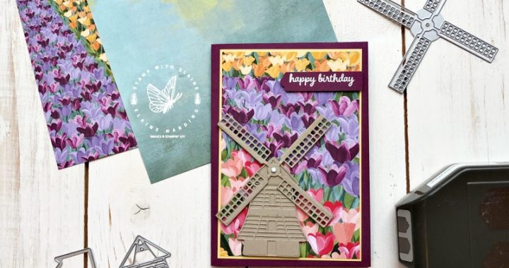 windmill card with timeless tulips