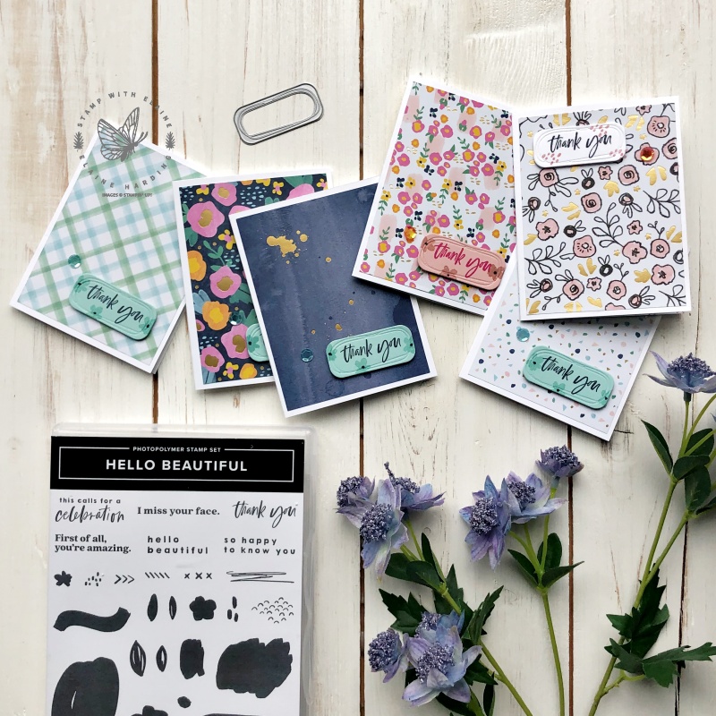 simplel thank you cards with patterned papers