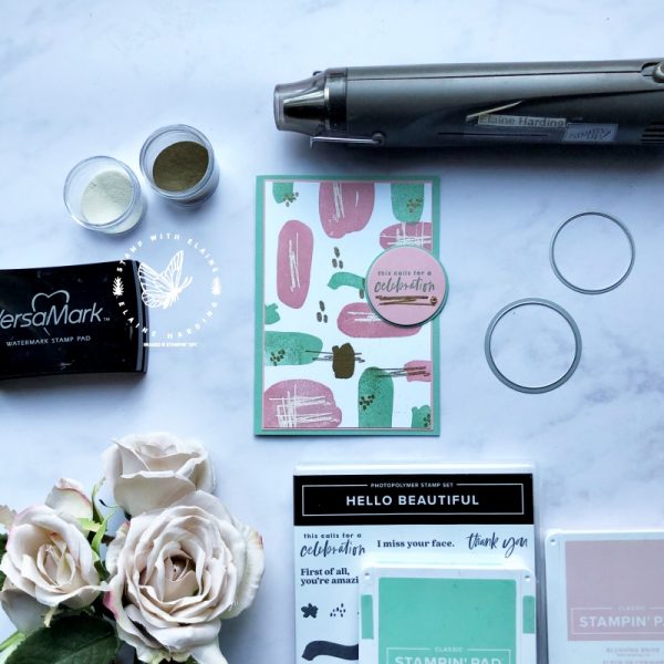 Emboss Resist technique card - Stamp with Elaine