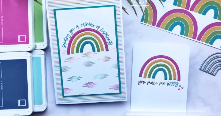 easy greeting card with rainbows