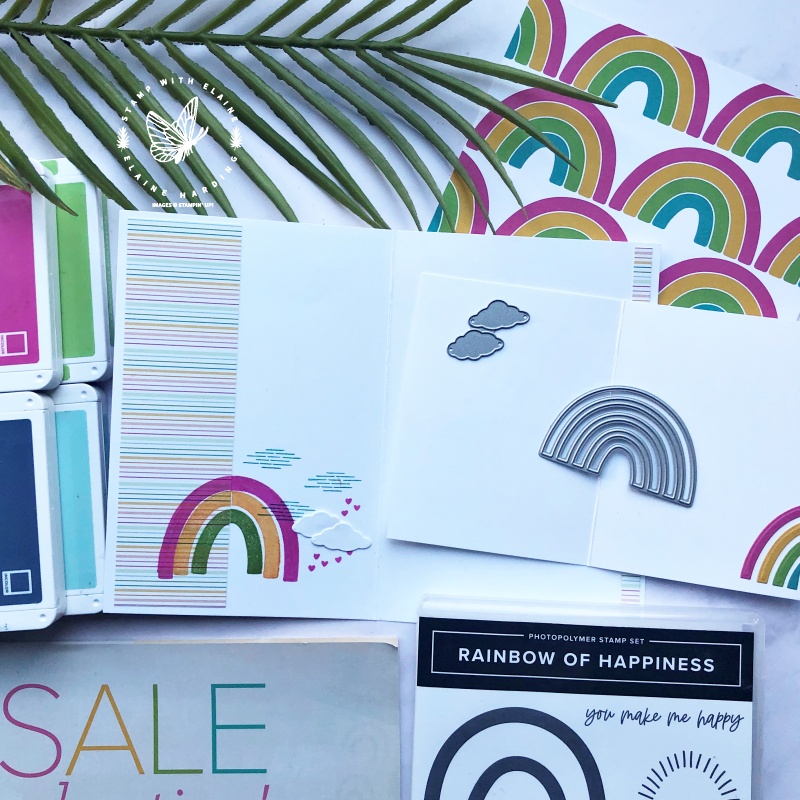 Inside rainbow card with Rainbow of Happiness bundle