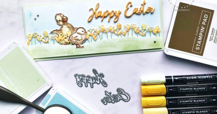 long slim easter card with Easter Friends