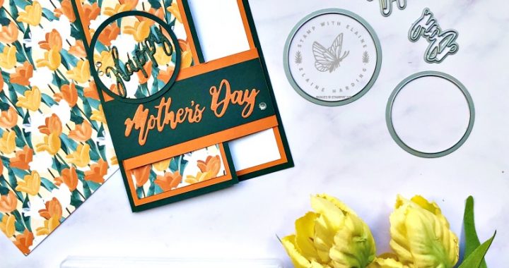 fun fold Mother's day card with Flowering Tulips