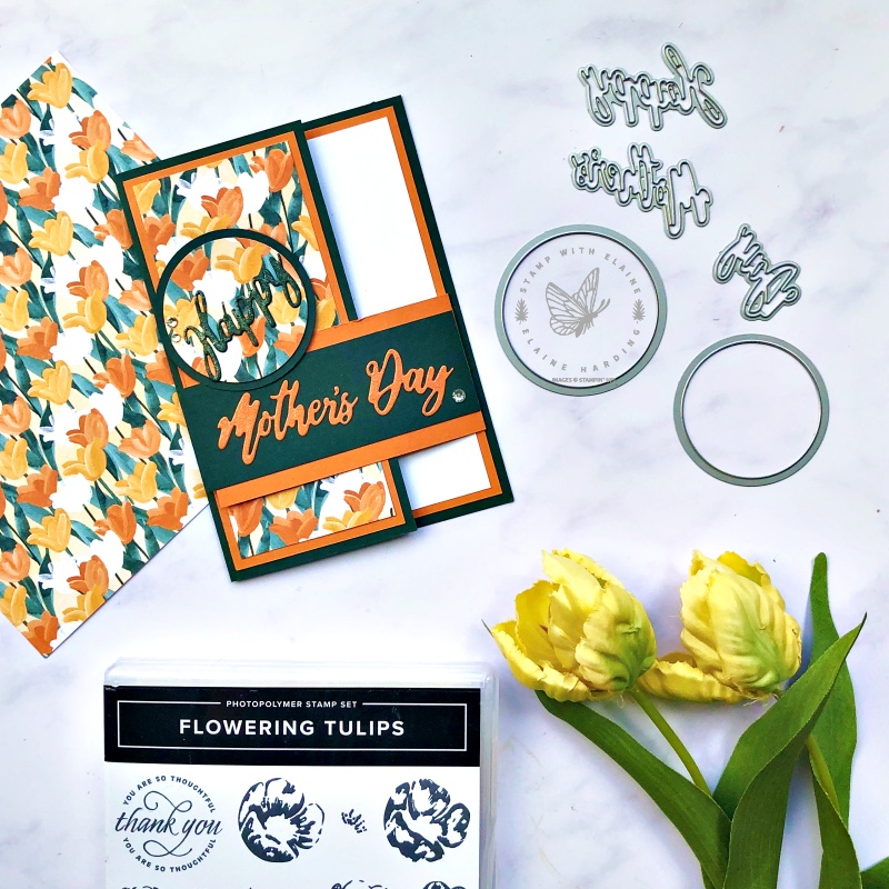 fun fold Mother's Day card with Flowering Tulips 