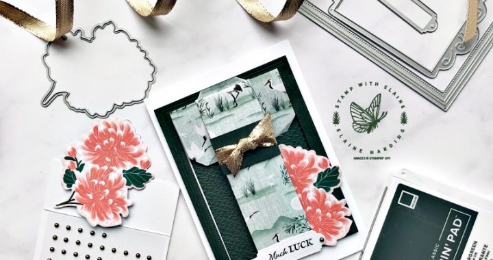 Origami kimono card with Fabulous Frames sneak peek and Crane of Fortune