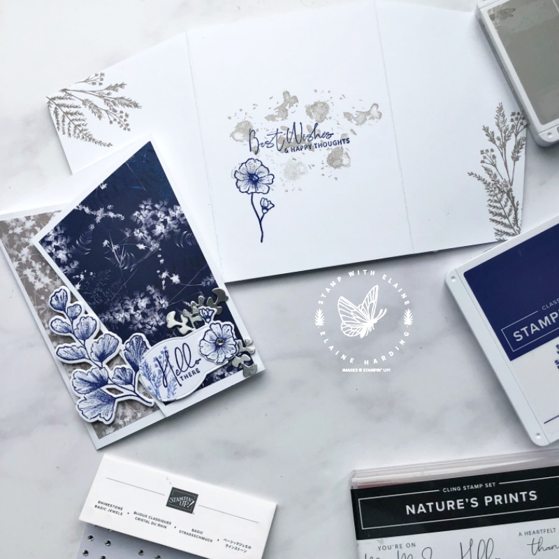 fancy fold angled gatefold card with nature's prints