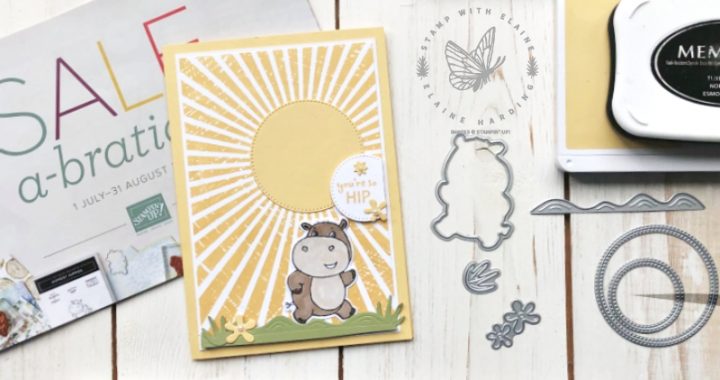 layered hippo sunrays card