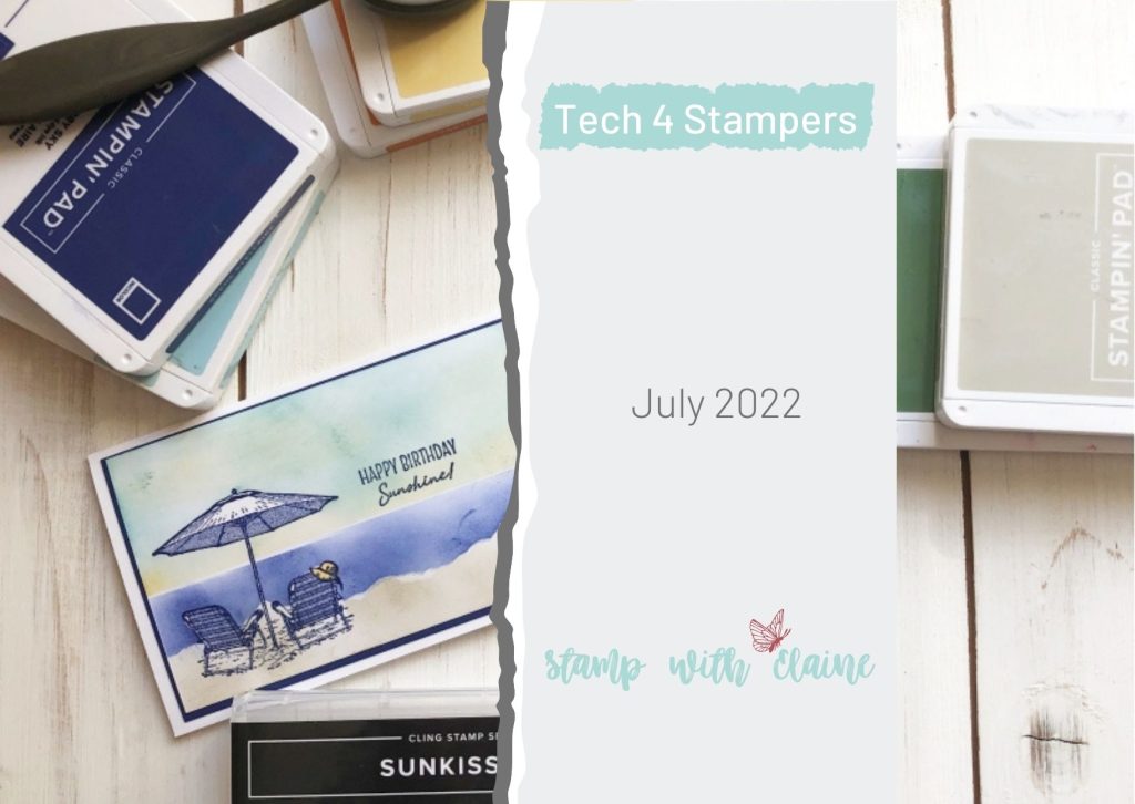 long slim summer card for Tech 4 Stampers blog hop