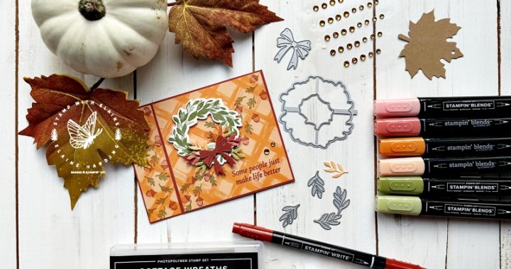 autumn book fold card cottage wreaths