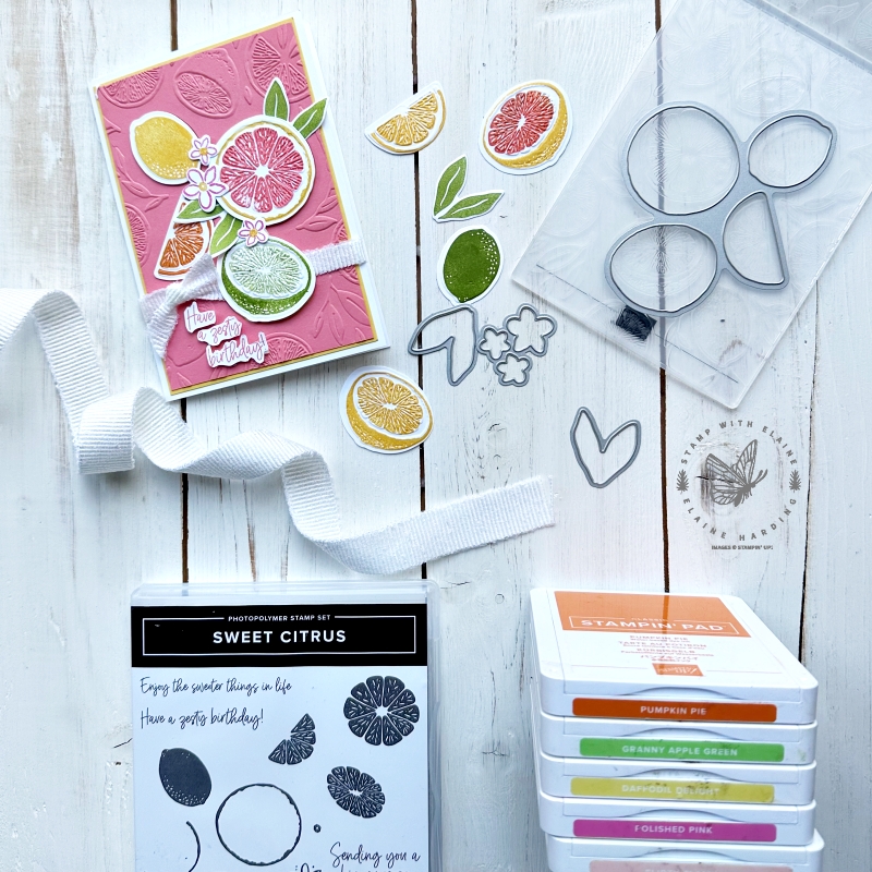 Embossed layer card with Sweet Citrus bundle