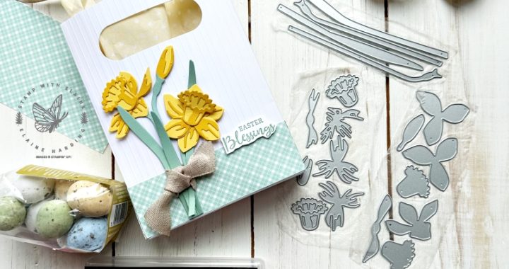 embossed gift bag for easter with daffodil dies